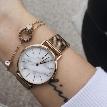 Bracelet with Joined Rings & Crystals - Women's Bracelet - Rose Gold Bracelet Bracelet Brother & Sisters